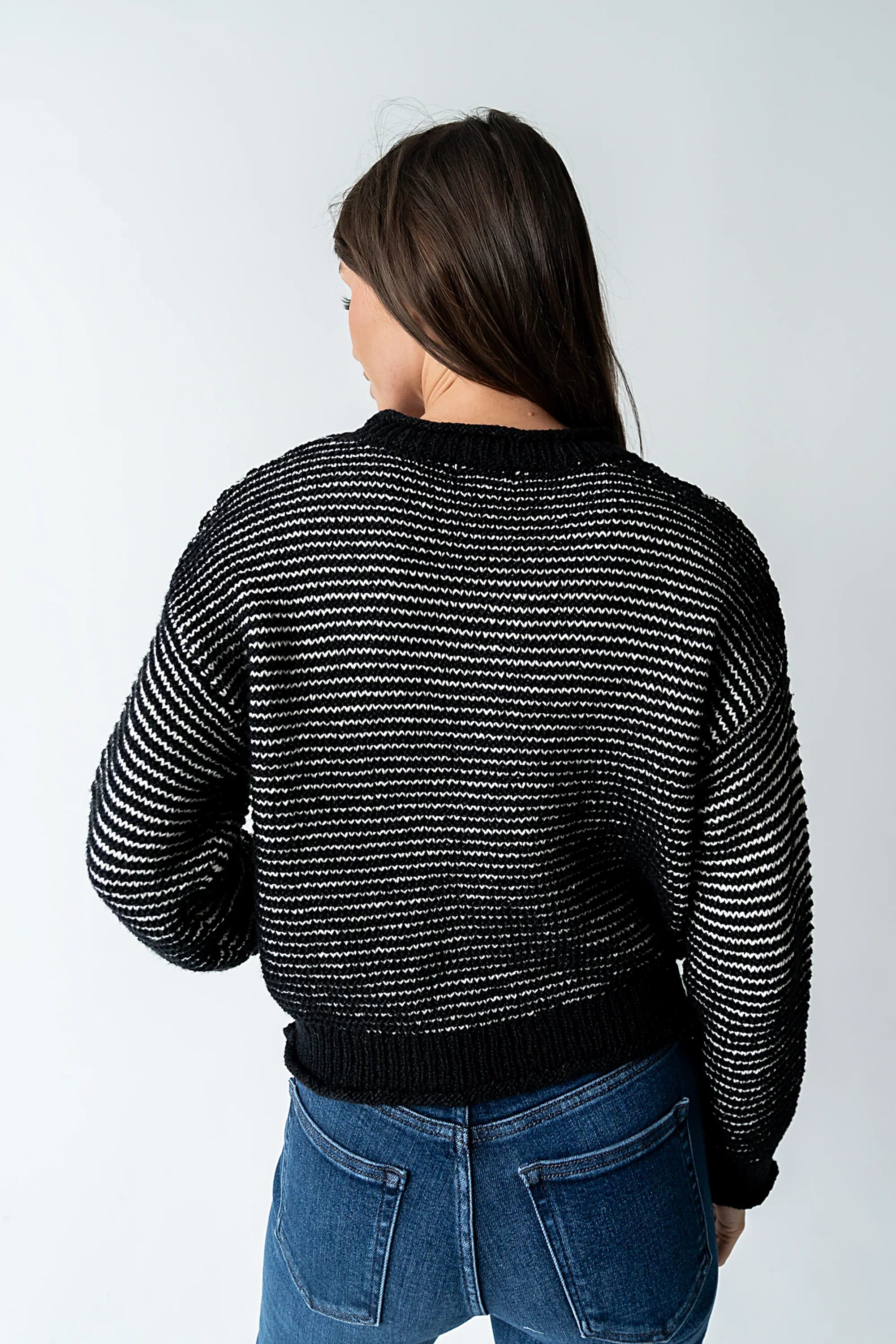 Tracey Striped Oversized Sweater in Black