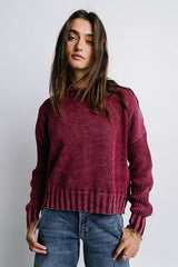 Payton Knit Sweater in Burgundy FINAL SALE