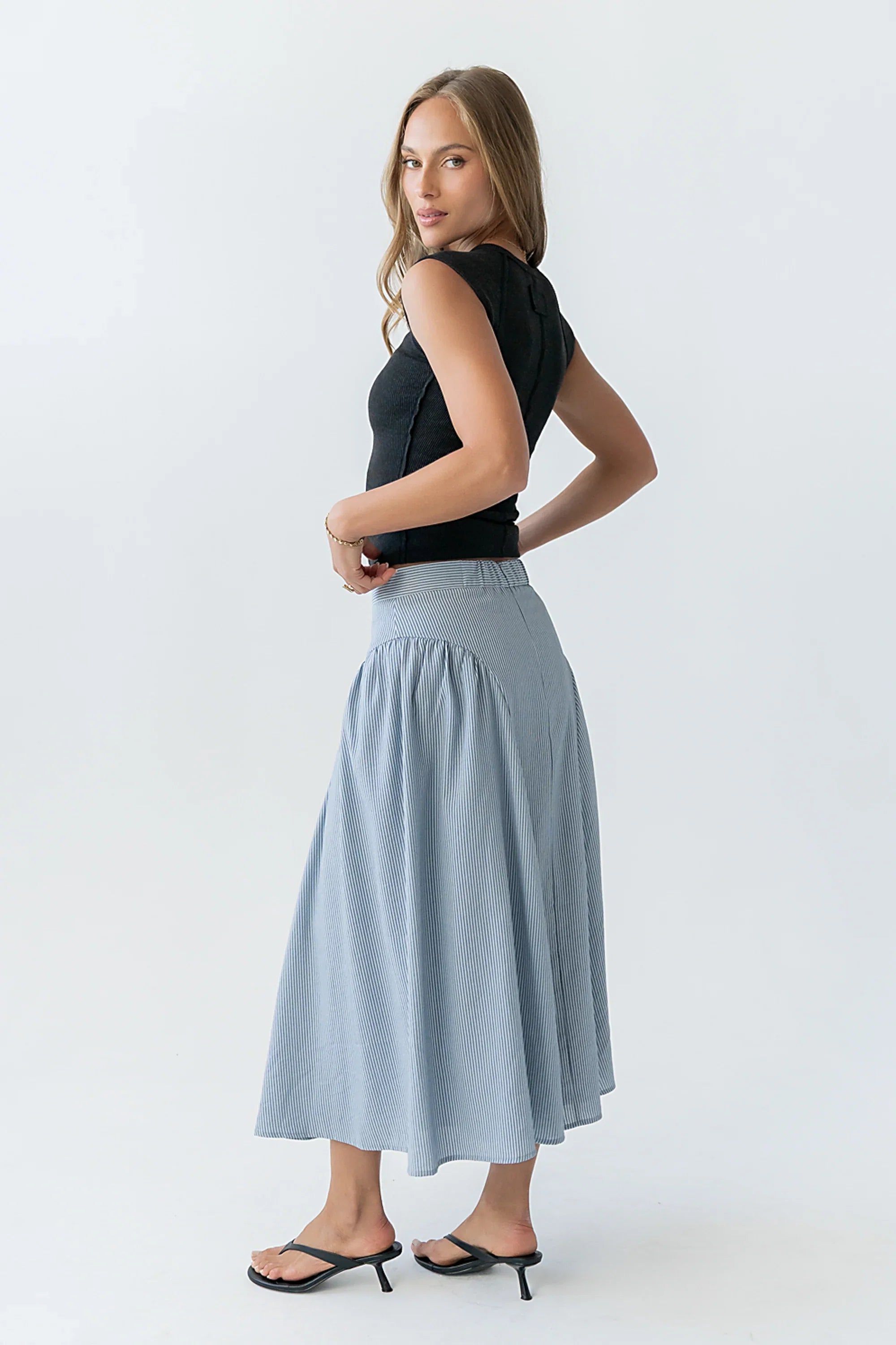 Laura Striped Midi Skirt