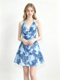 Halter Leaf Sequin Mini Bodycon Dress