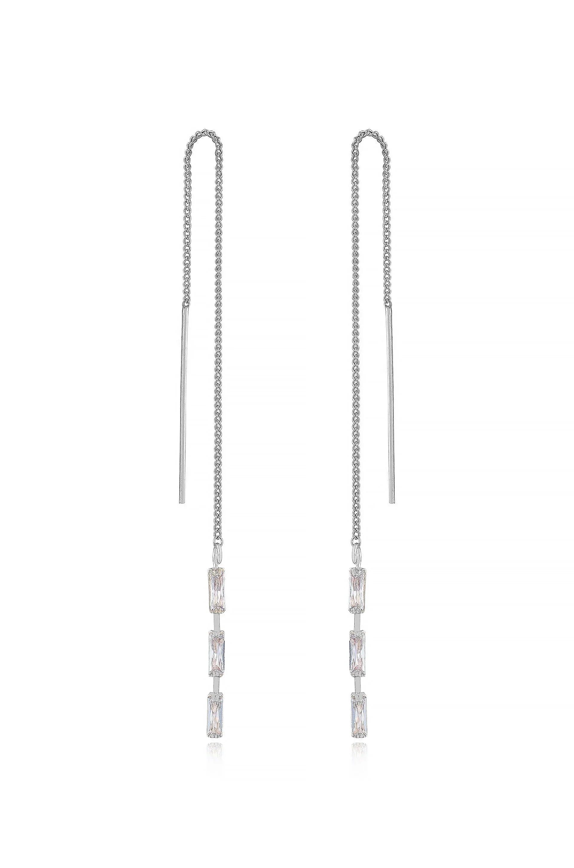 Crystal Baguette Threader Earrings