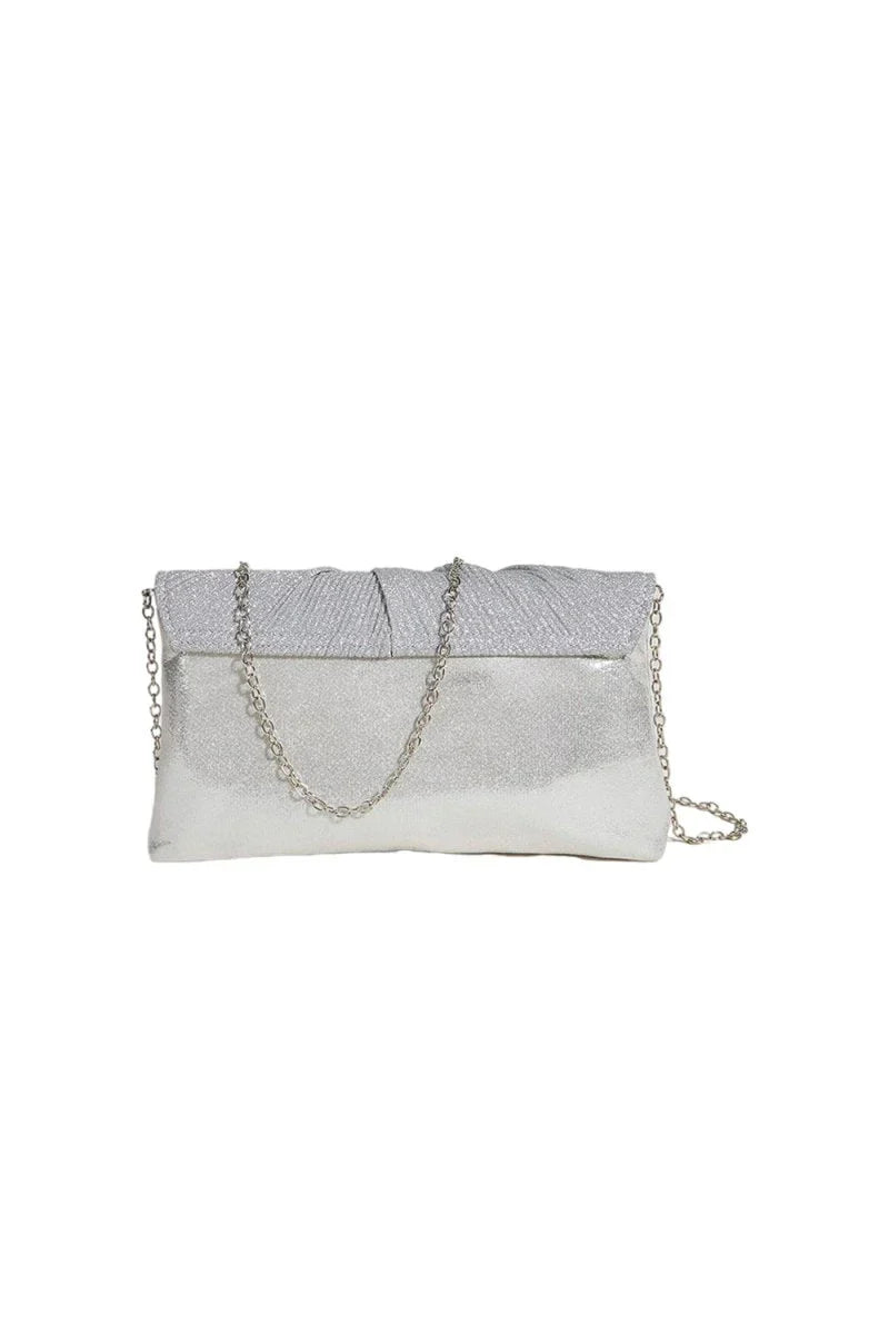 Womens Ruched Glitter Flap Evening Clutch Bags