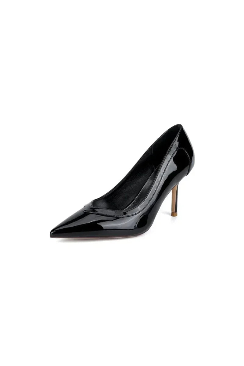Rose Pink High Heels with Natural Wood Heel