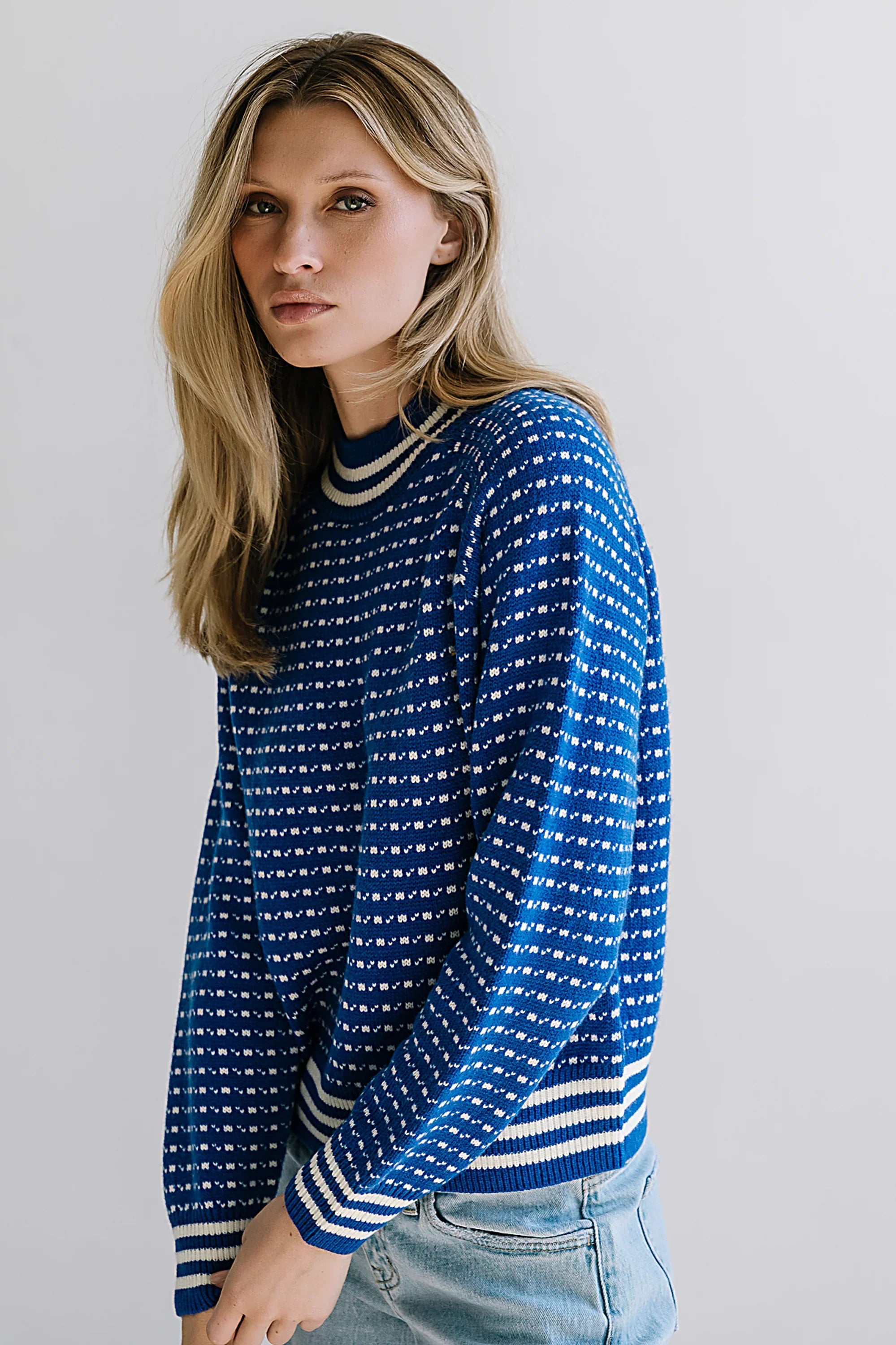 Monroe Knit Sweater in Blue FINAL SALE