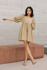 Salem Floral Mini Dress in Mustard FINAL SALE
