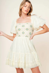 LOLA BOHO MINI DRESS CREAM