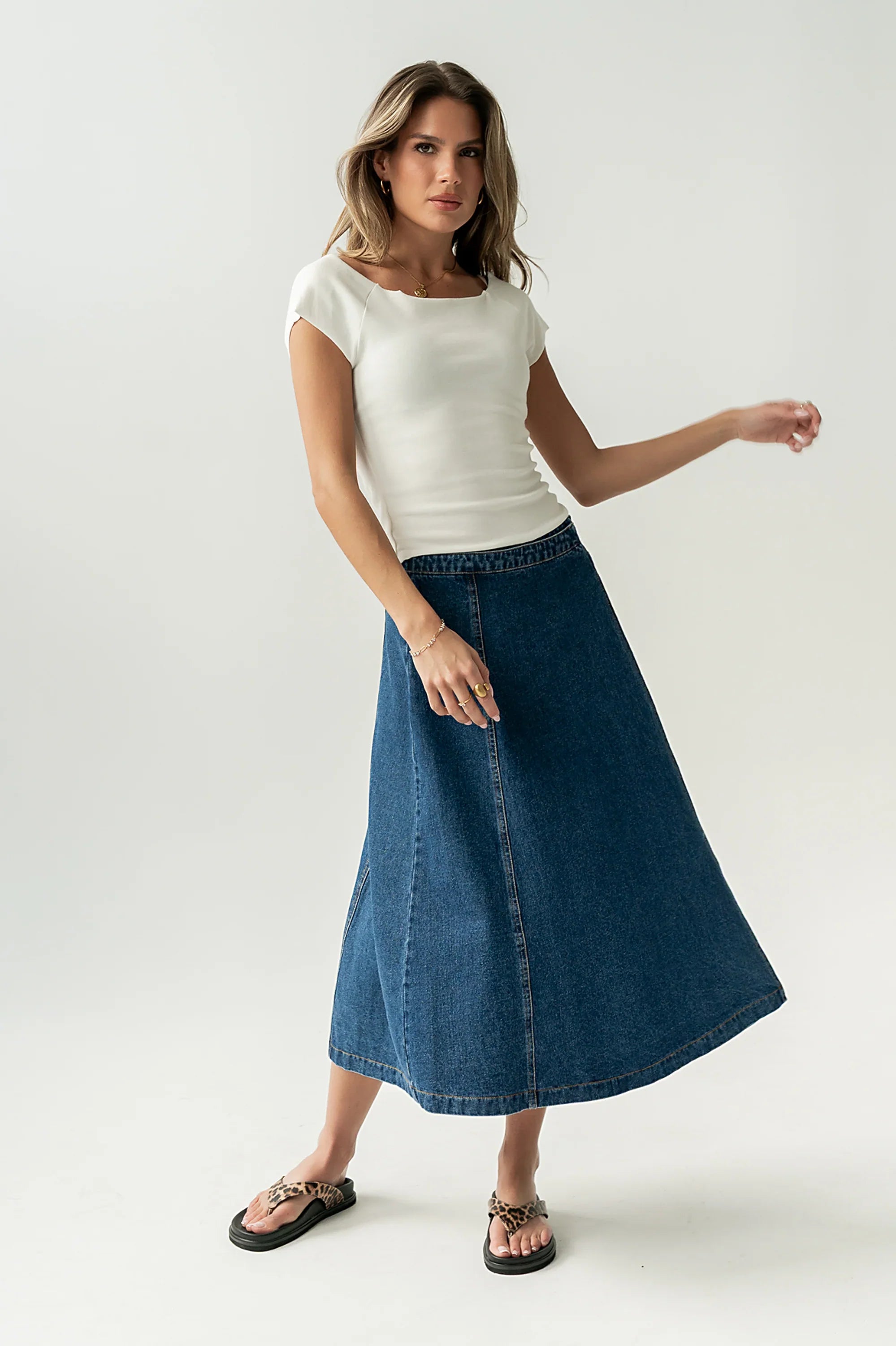 Carson Denim Midi Skirt