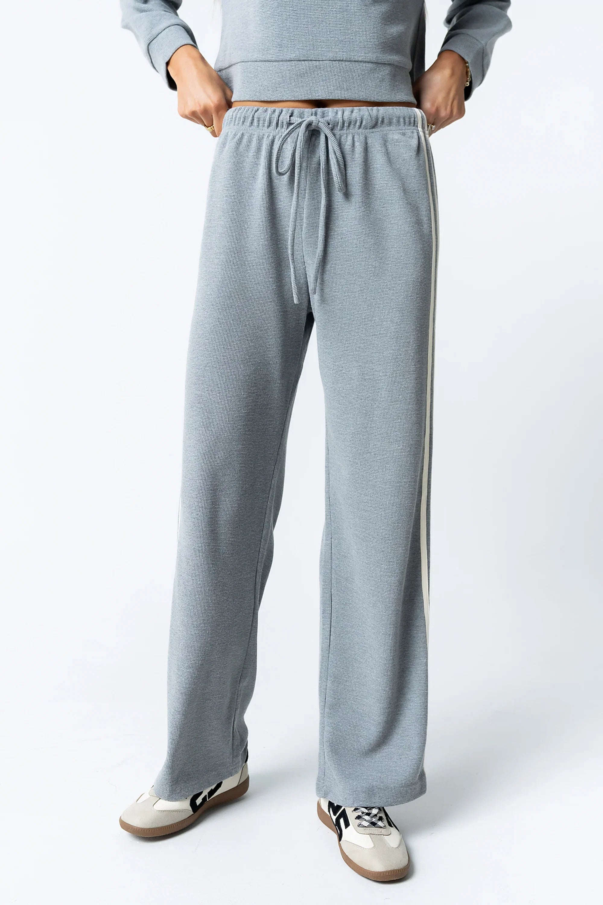 Kourtney Waffle Knit Pants in Grey