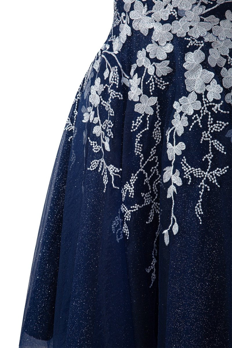 Aline Short Glitter Tulle Homecoming Dress with Appliques