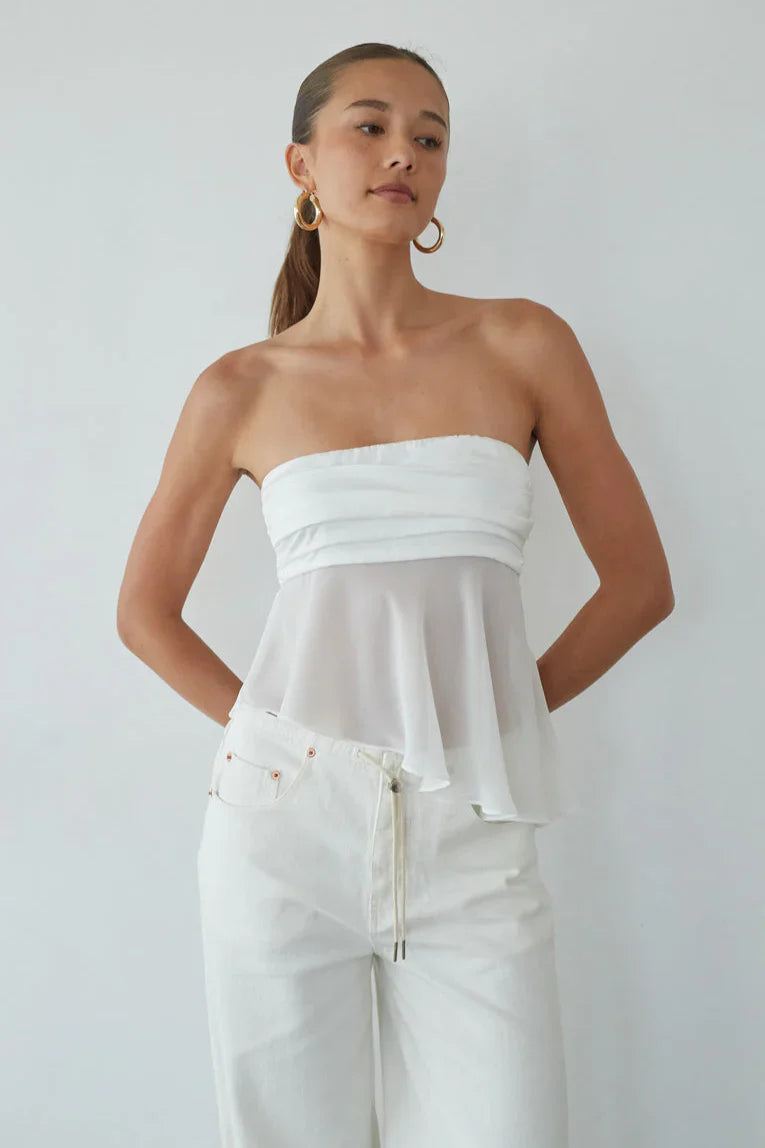 Sharlene Asymmetrical Sheer Top