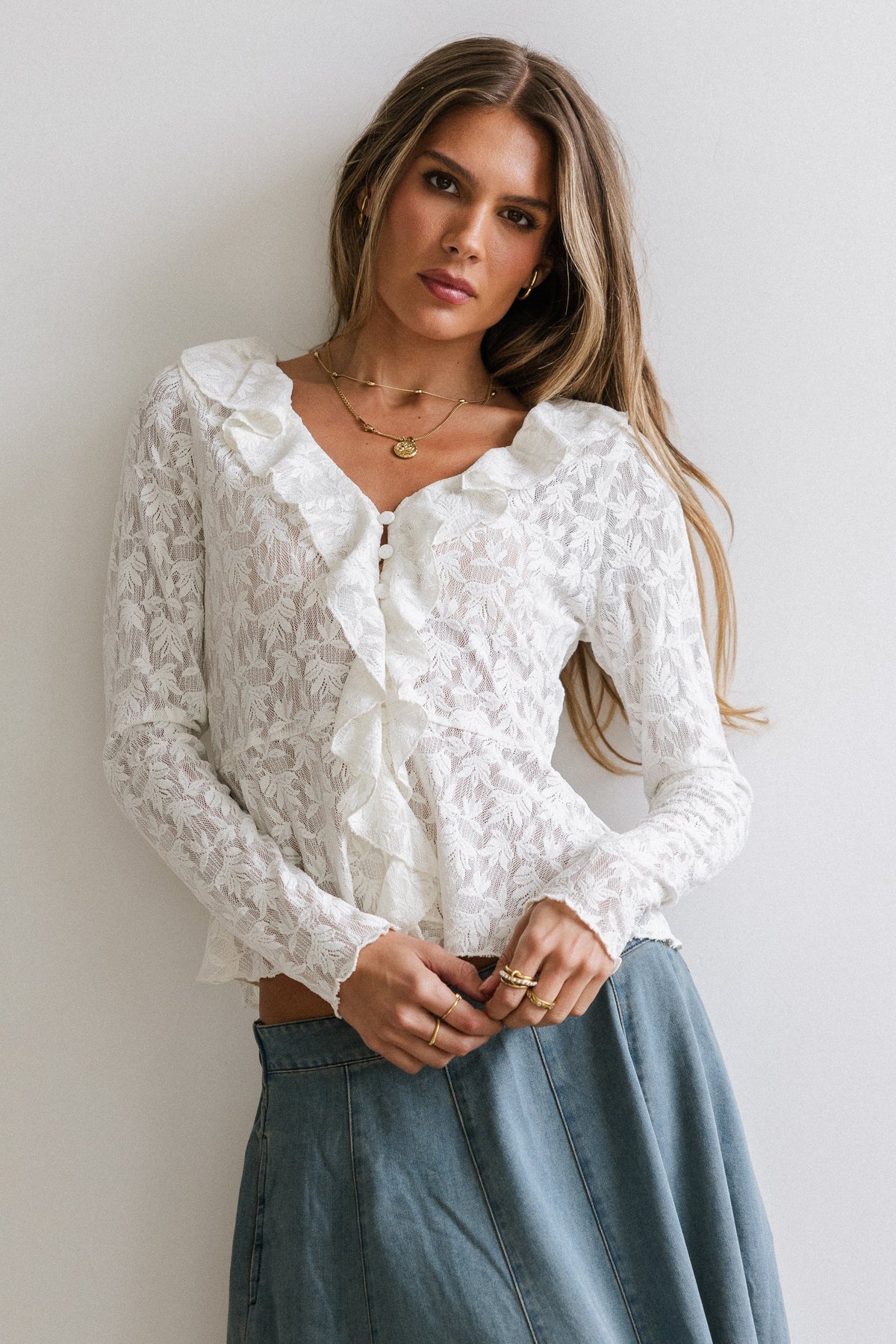 Kinsey Ruffle Lace Top FINAL SALE