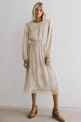 Andee Embroidered Midi Dress in Champagne FINAL SALE