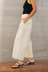 Elke Button Slacks in Natural FINAL SALE