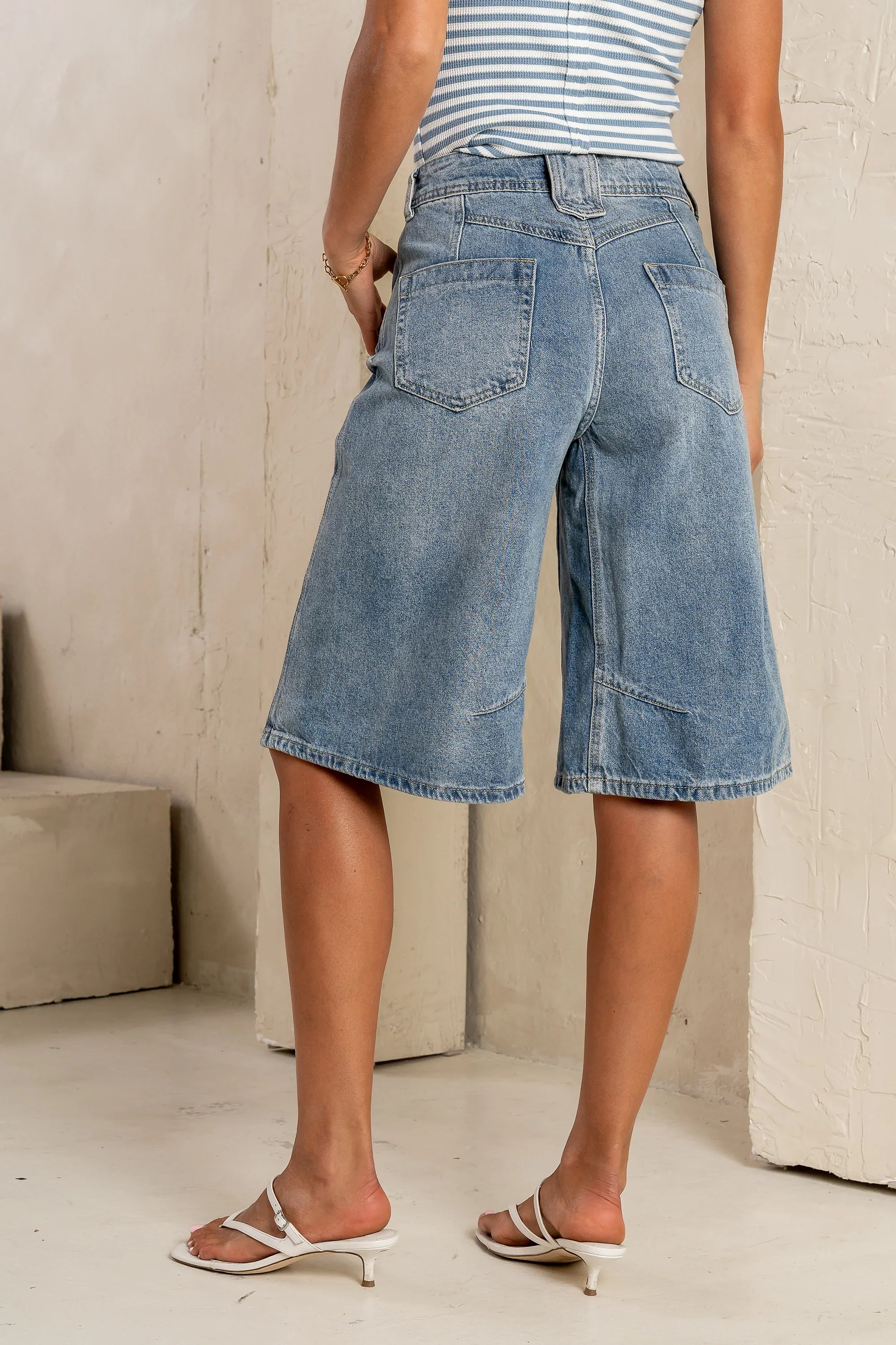Alden Bermuda Shorts in Medium Wash FINAL SALE