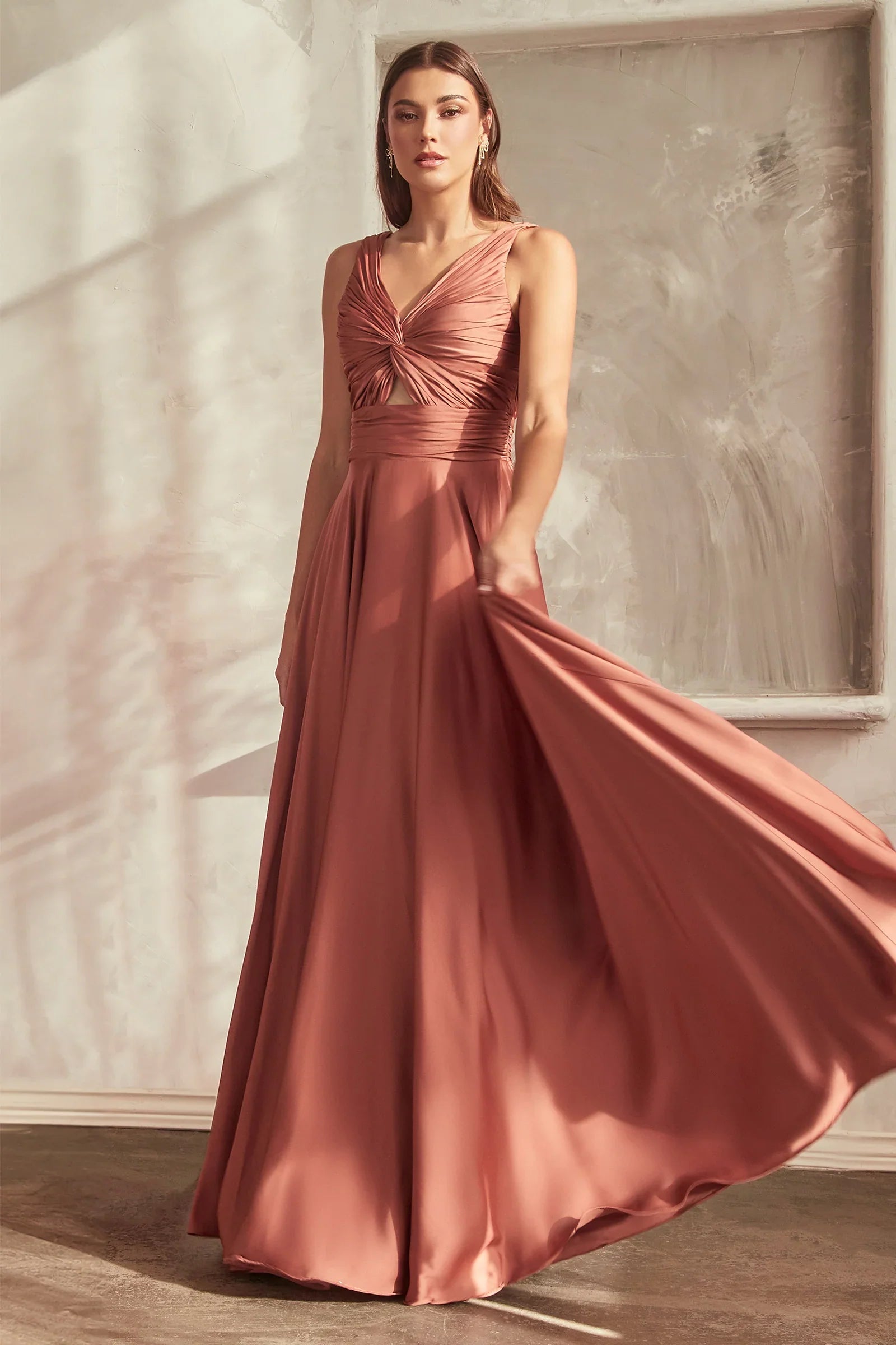 Marlena Gown A Line Keyhole Soft Satin Dress