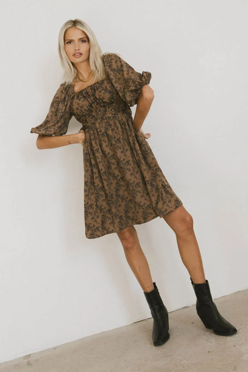 Bellamy Mini Dress in Brown FINAL SALE