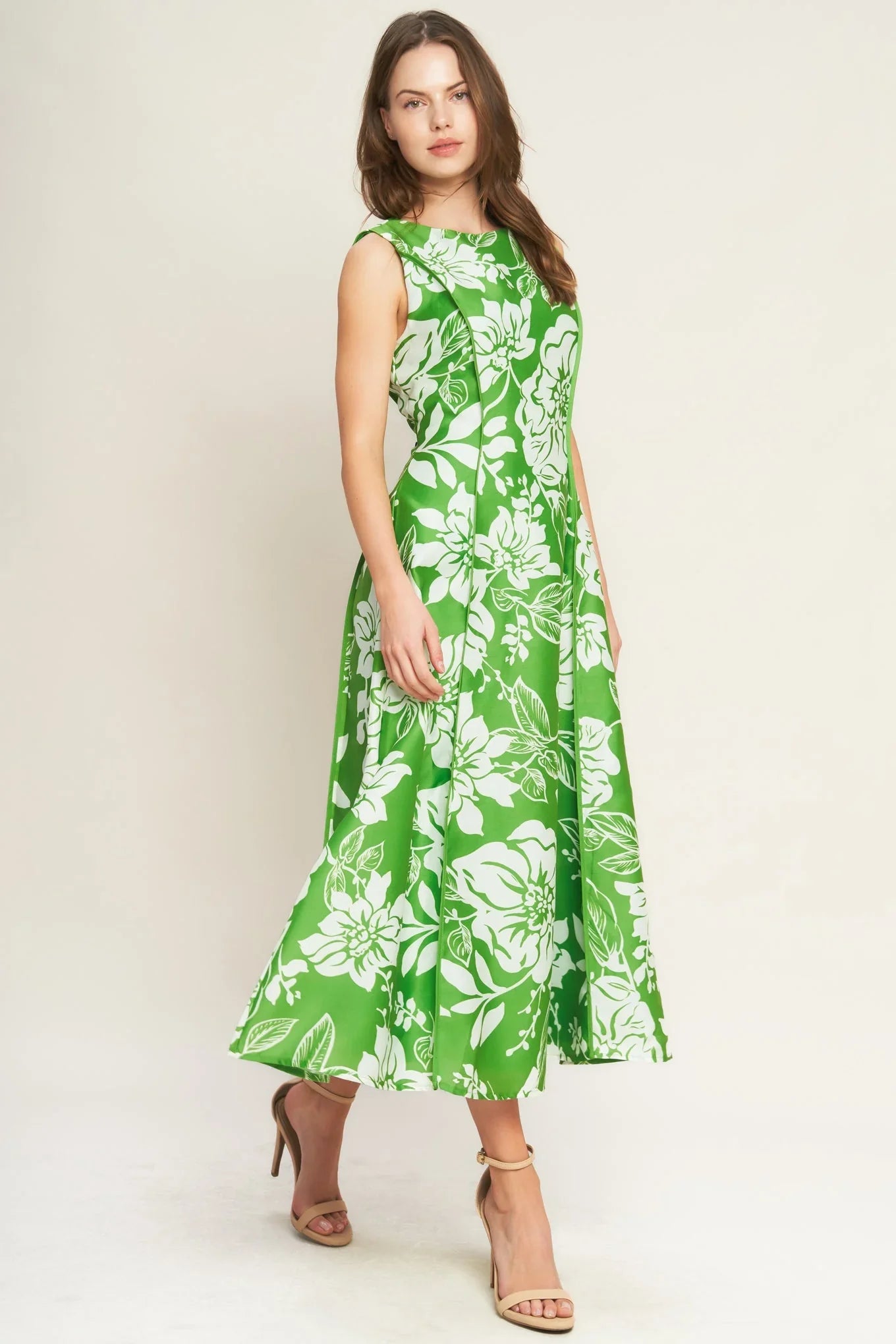 GARDEN GODDESS GREEN MIDI DRESS