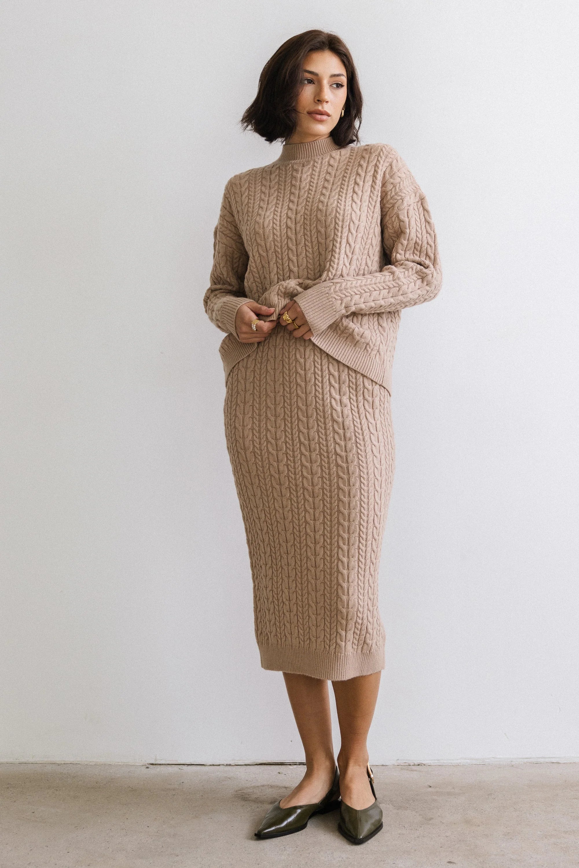Renley Cable Knit Midi Skirt FINAL SALE