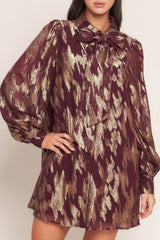 METALLIC MUSE BURGUNDY LONG SLEEVE MINI DRESS FINAL SALE