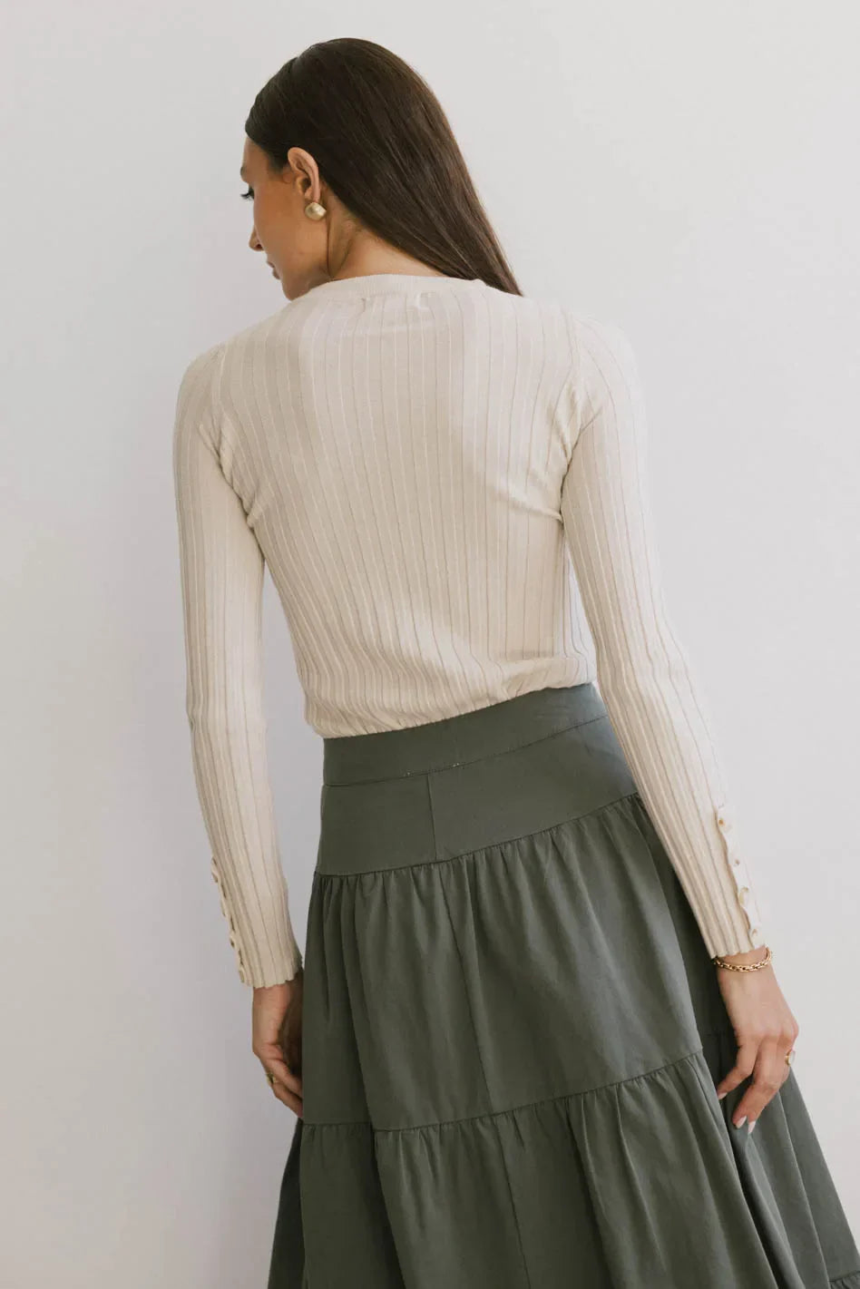 Lonnie Button Sleeve Sweater in Oatmeal FINAL SALE