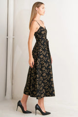 GARDEN OPERA BLACK BROWN MIDI DRESS FINAL SALE