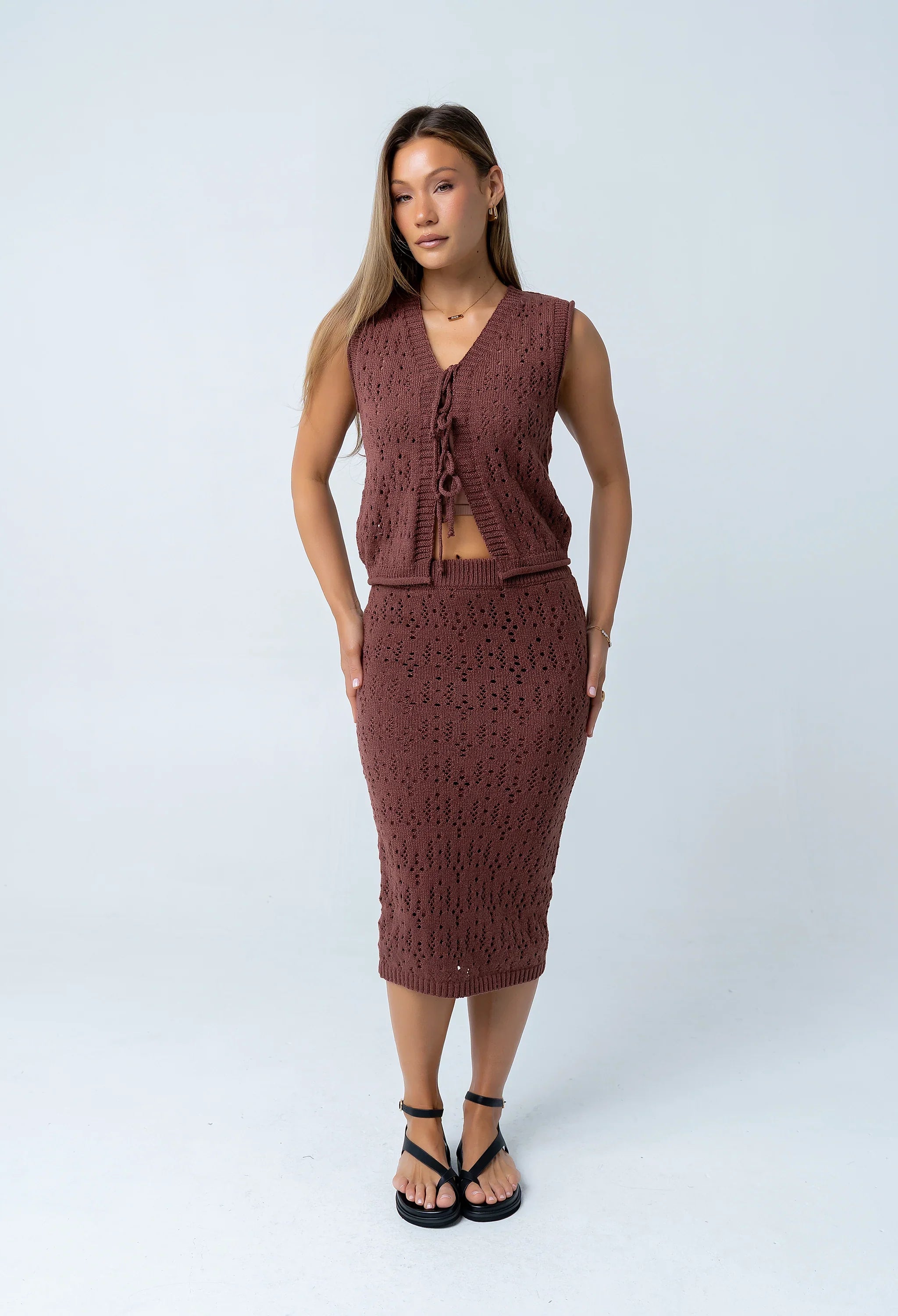 Joana Knit Skirt in Marsala