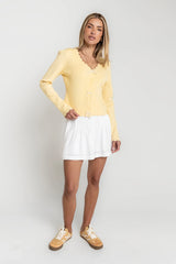 Suzy Scalloped Sweater in Yellow
