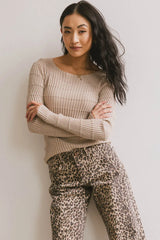 Gemma Sheer Ribbed Top in Tan FINAL SALE