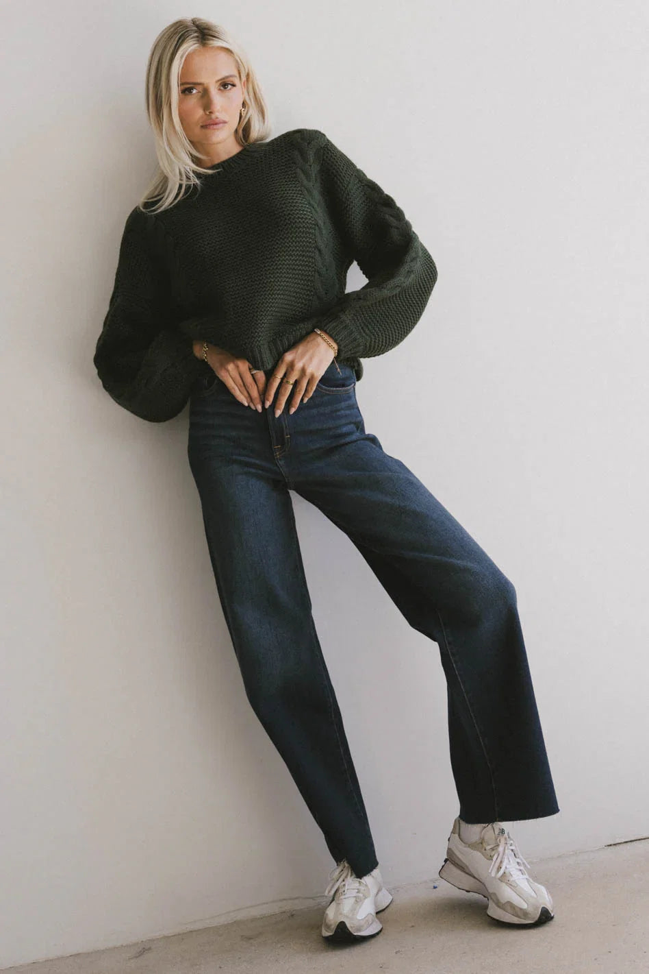 Zaidee Knit Sweater in Hunter Green FINAL SALE