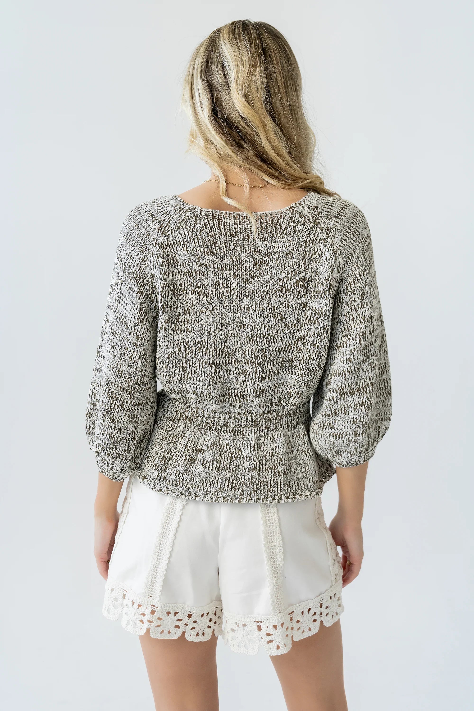 Maycie Two Toned Sweater in Olive