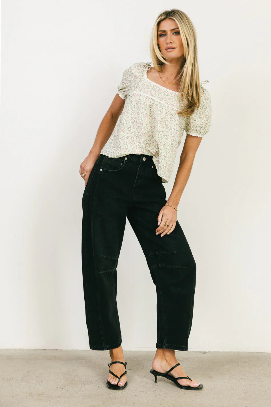 Peony Lace Trim Blouse in Blush FINAL SALE