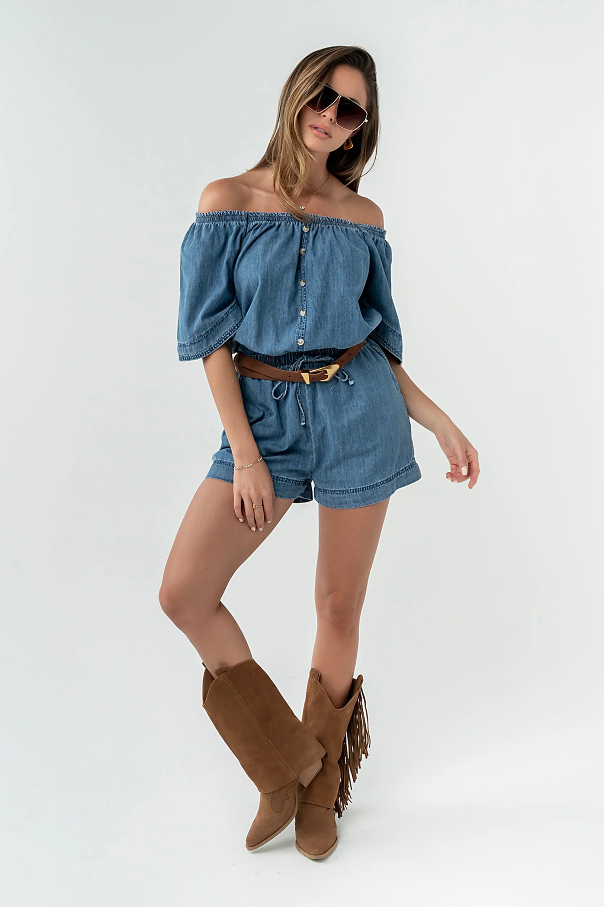 Marina Denim Romper