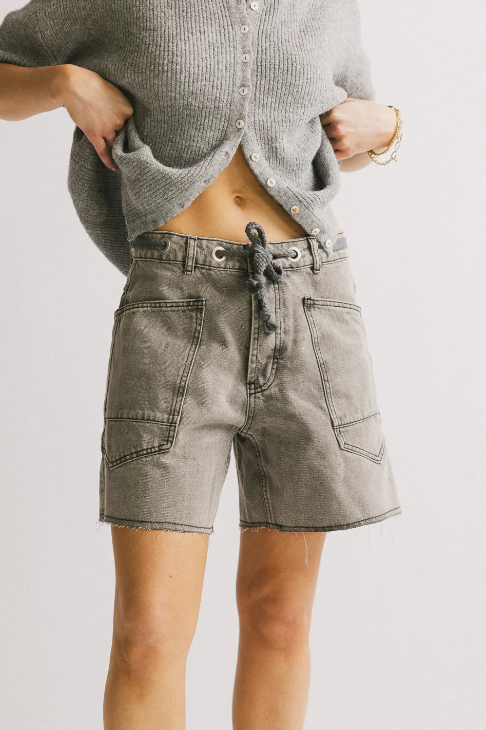 Finneas Denim Shorts in Grey