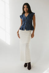 Cassie Pleated Blouse in Medium Wash