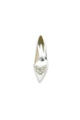 Pointed Toe Silver Wedding Shoes with Rhinestone