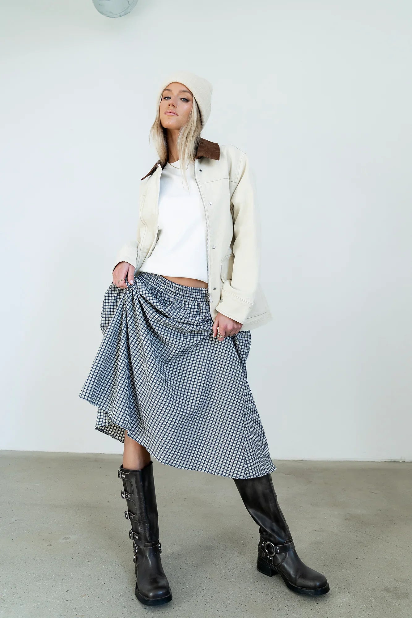 Braxton Plaid Midi Skirt