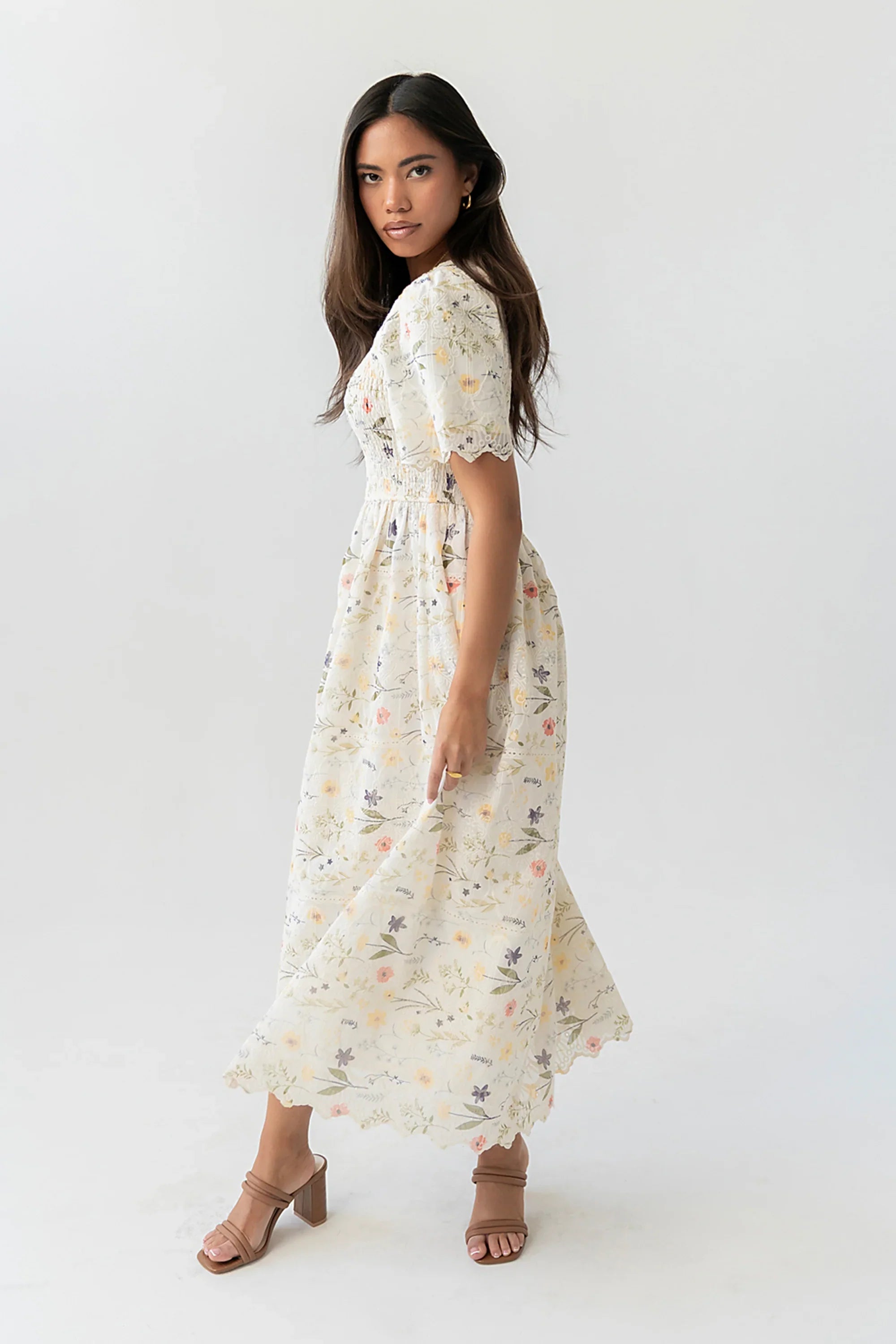 Aurelia Smocked Floral Midi Dress