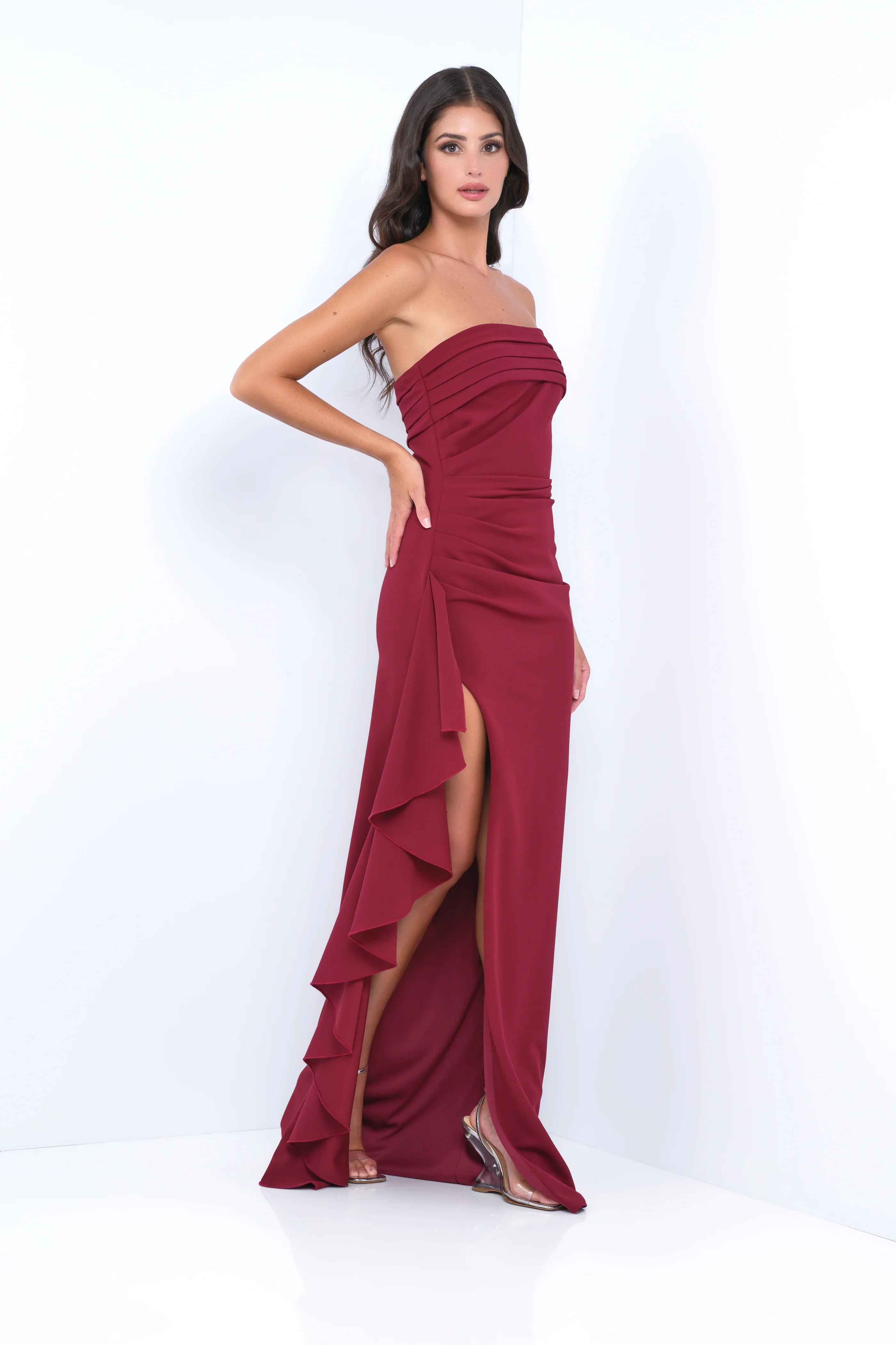 Marie Strapless Maxi Dress Burgundy