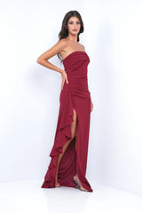 Marie Strapless Maxi Dress Burgundy
