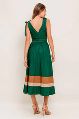 JUNIPER DRESS COLOR BLOCKED COTTON MIDI DRESS