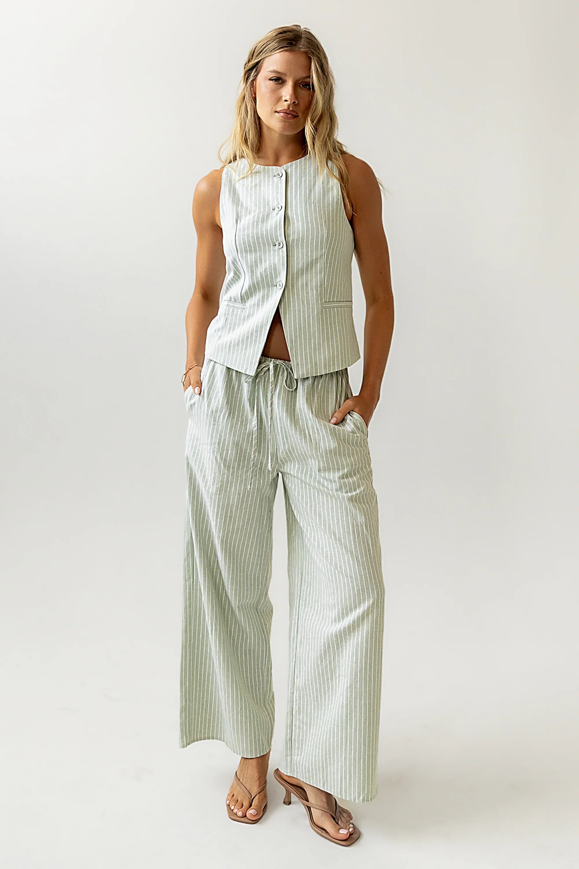 Rosa Striped Vest in Green