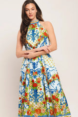 CERAMIC FLORA PRINTED MIDI DRESS