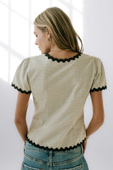 Serra Lace Trim Blouse in Ivory