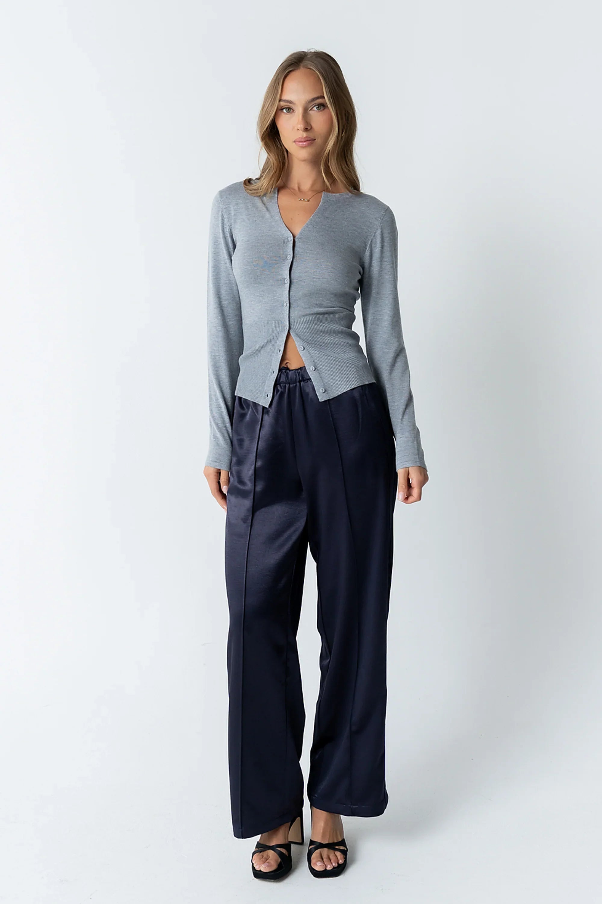 Flora Knit Top in Heather Grey