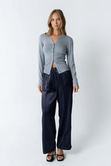 Flora Knit Top in Heather Grey