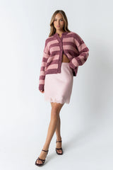 Harper Lace Trim Mini Skirt in Blush