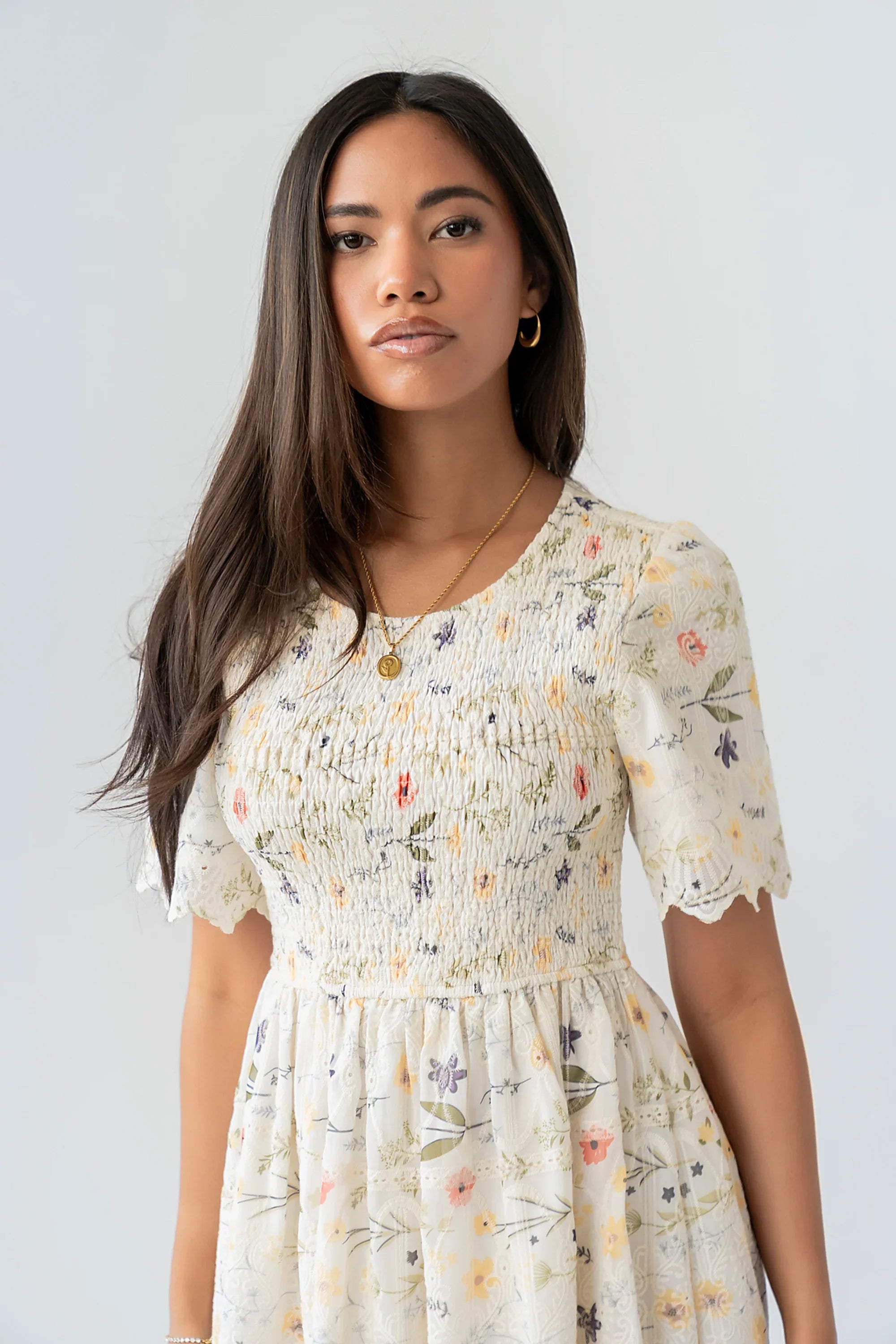 Aurelia Smocked Floral Midi Dress