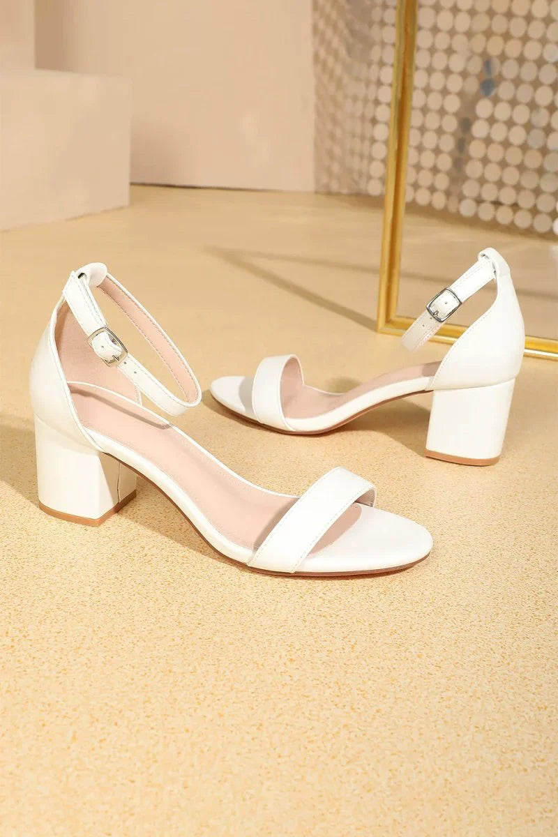 Open Toe Ankle Strap Suede Block Heel Sandals