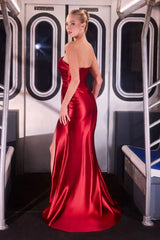 Baylor Gown Asymmetric Strapless Liquid Satin Dress