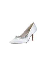 Burgundy High Heels with Crystal Embellishments